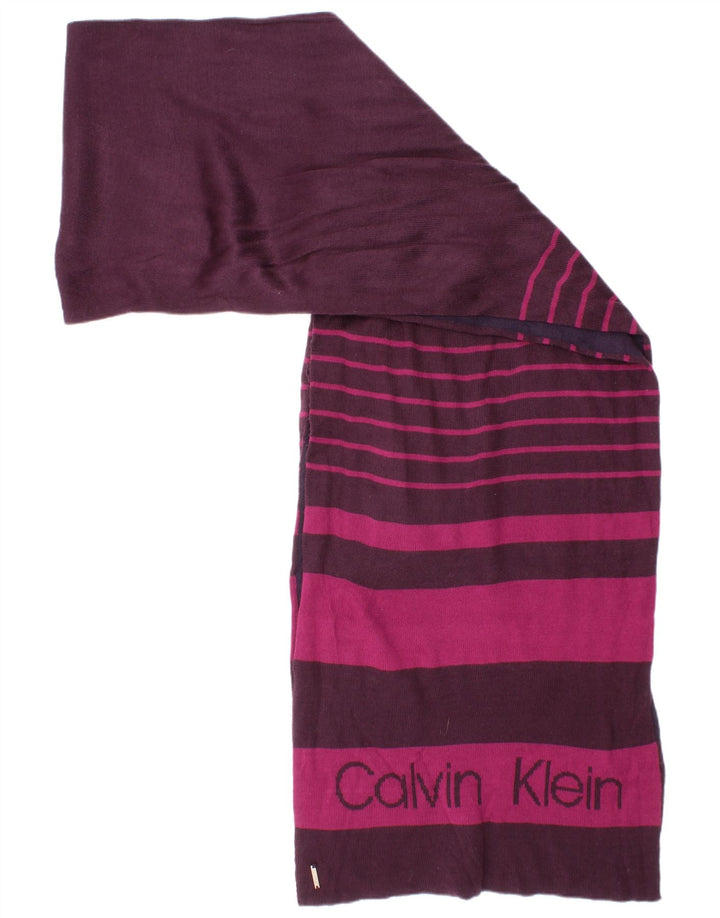 Eșarfă dreptunghiulară pentru femei Calvin Klein, mărime unică, mov cu dungi acrilice