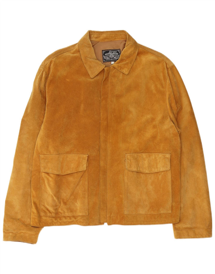 Jachetă vintage pentru bărbați din piele intoarsa IT 54 2XL din piele maro