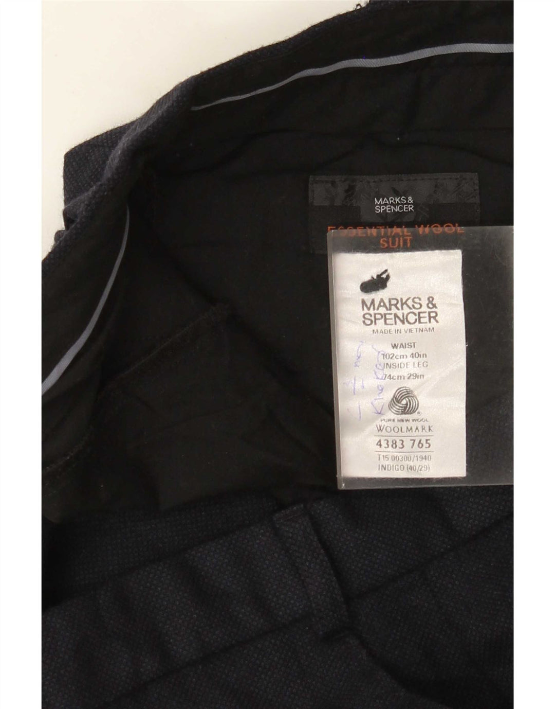 Marks & Spencer Pantaloni drepți pentru bărbați L40 L29 Lână bleumarin