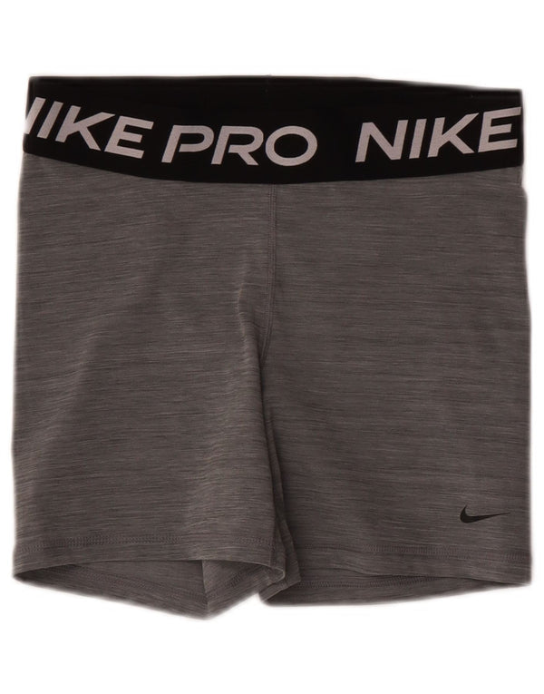 Pantaloni scurți sport Nike Dri Fit Graphic pentru femei UK 12 Medium Gri Colorblock