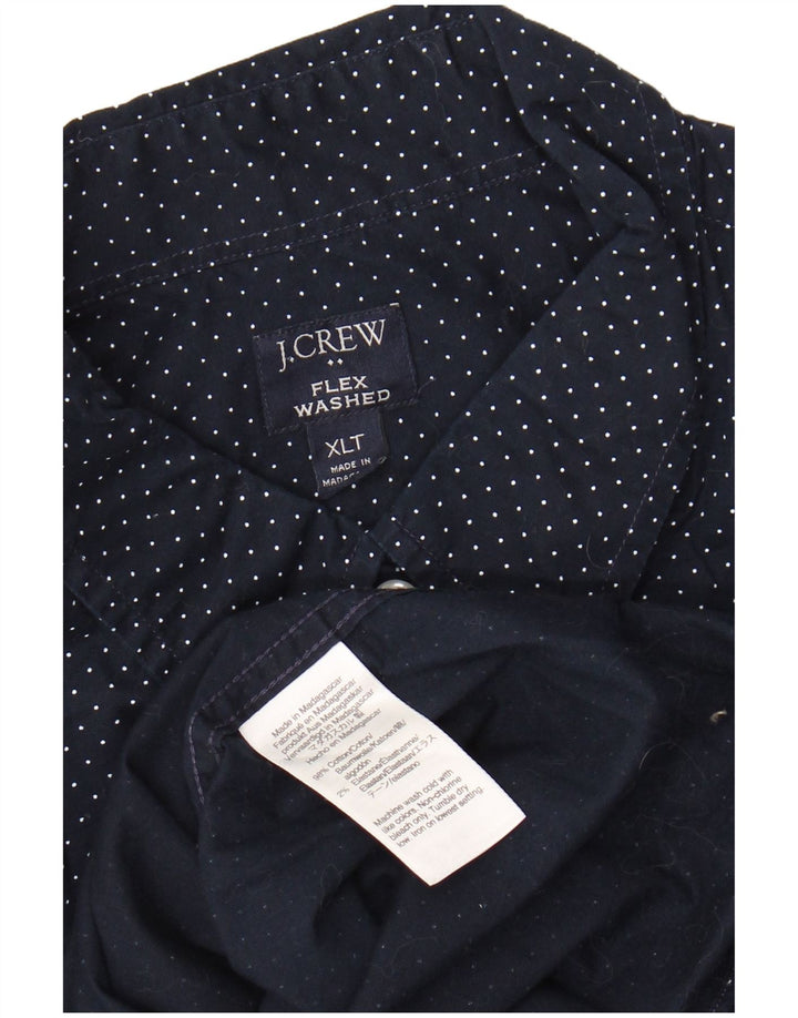 Cămașă înaltă pentru bărbați J. CREW, bumbac cu pete, XL bleumarin