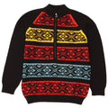 Pulover Vintage pentru bărbați, cu fermoar, cu gât, mediu, negru, Fair Isle
