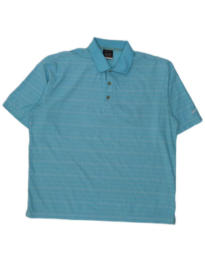 Tricou polo Nike pentru bărbați Marea Britanie 42/44 Poliester mare cu dungi albastre