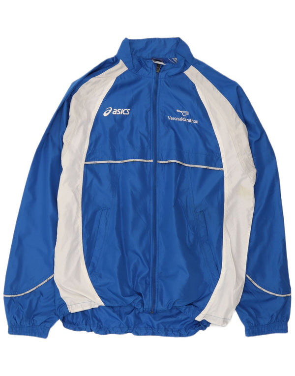 Jachetă de top pentru trening grafic Asics pentru bărbați XL, albastru, microfibre color block