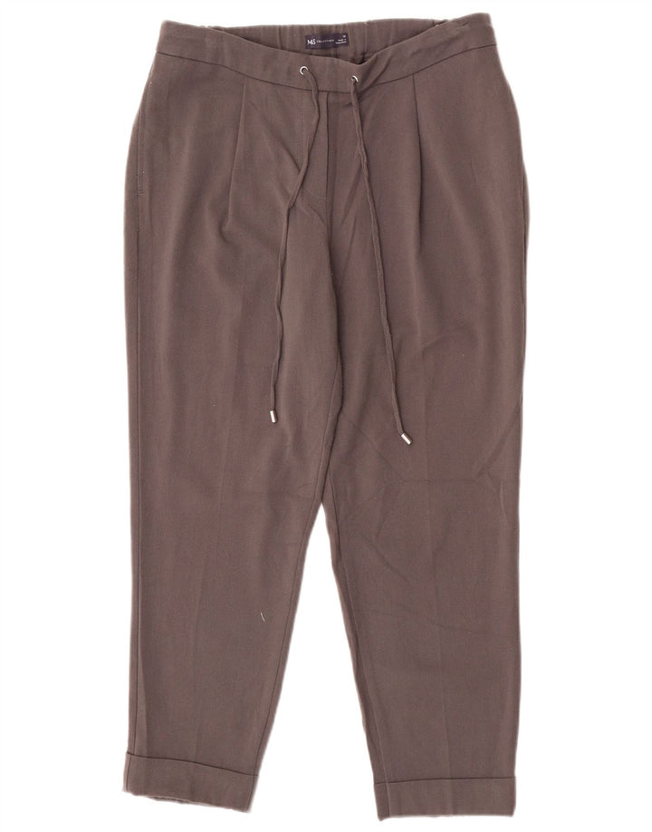 Pantaloni tăiați pentru femei Marks & Spencer UK 12 Medium W30 L25 Gri Poliester