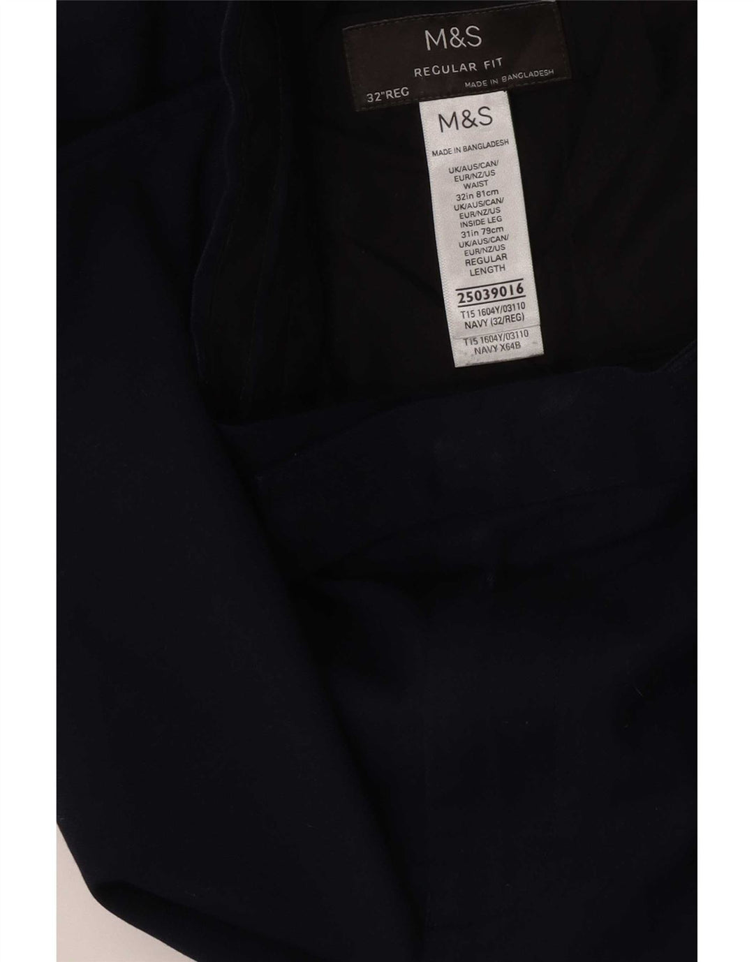 Pantaloni de costum pentru bărbați Marks & Spencer, cu ajustare normală, L32 L31, poliester bleumarin