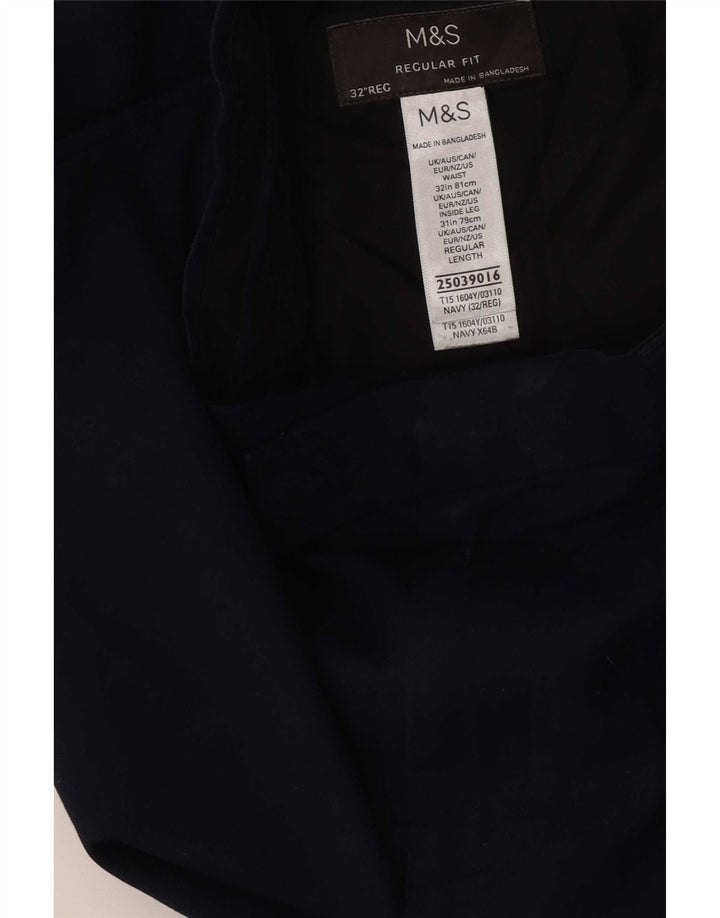 Pantaloni de costum pentru bărbați Marks & Spencer, cu ajustare normală, L32 L31, poliester bleumarin