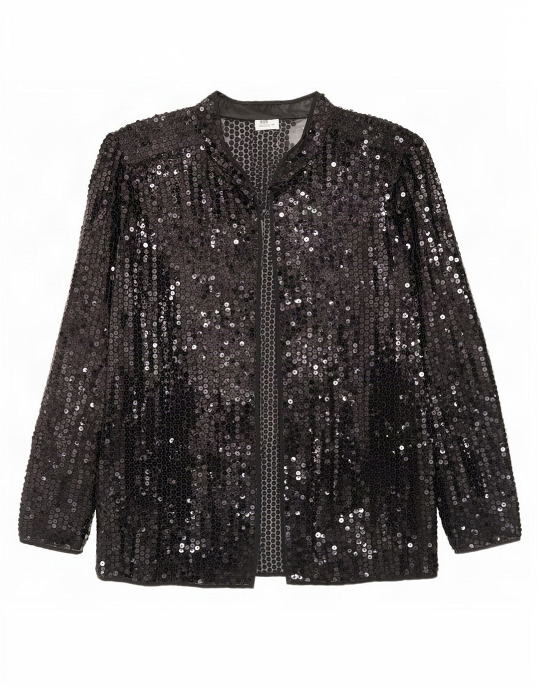 Top cardigan cu paiete transparente pentru femei Del Mod EU 42 Poliester negru mare