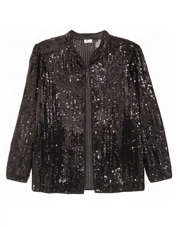 Top cardigan cu paiete transparente pentru femei Del Mod EU 42 Poliester negru mare
