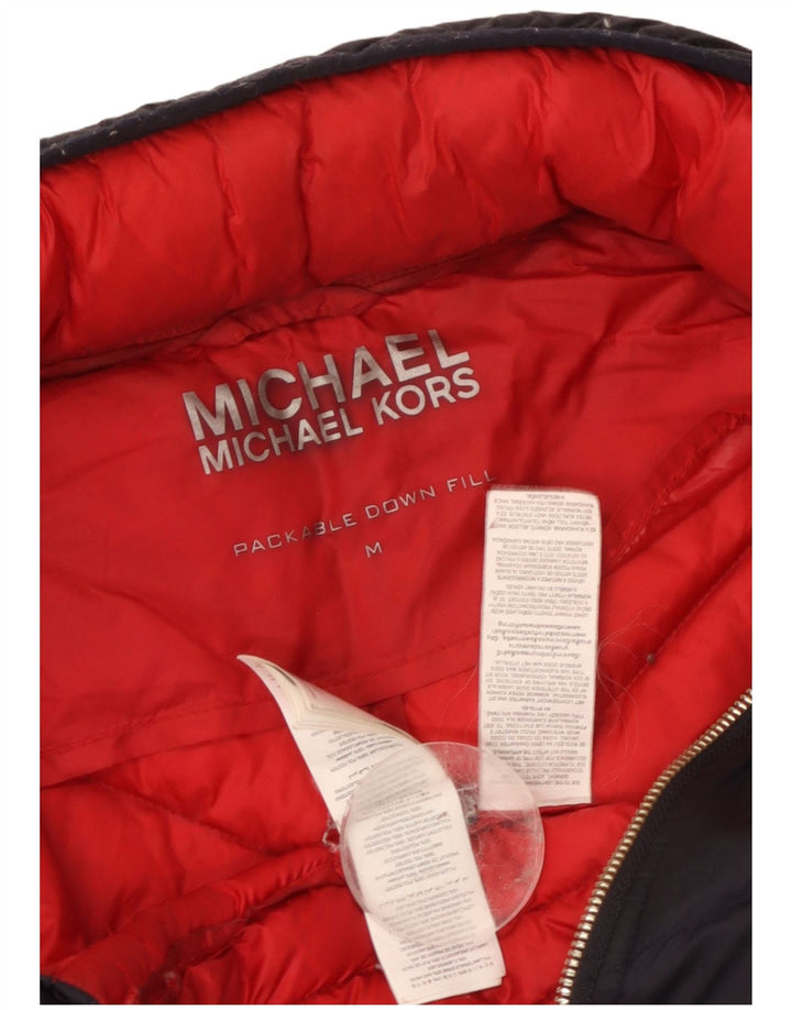 Jachetă căptușită cu glugă Michael Kors pentru femei UK 14 Poliester bleumarin mediu