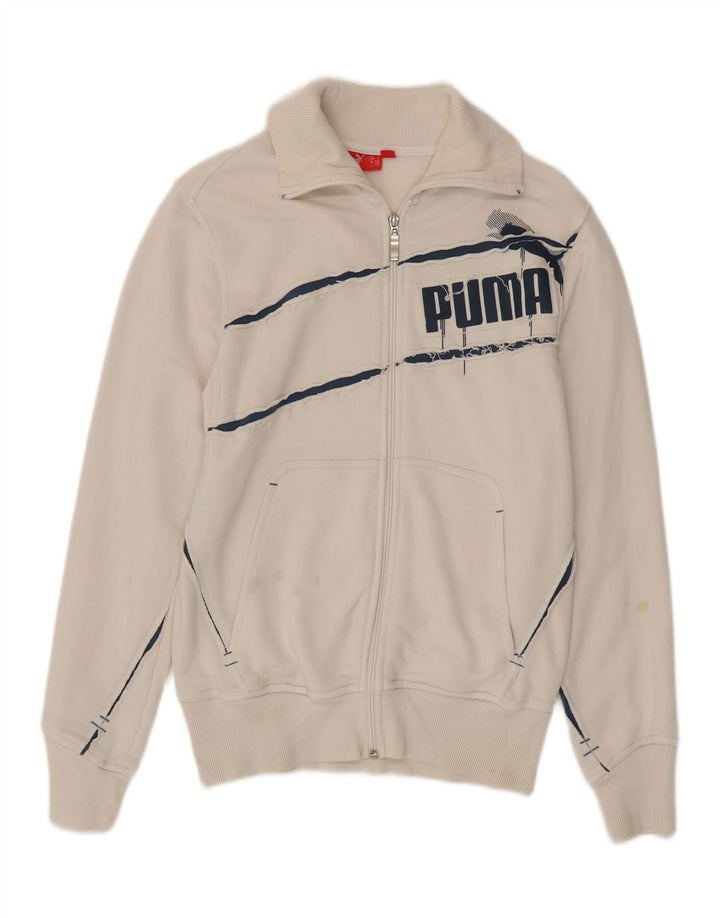 PUMA Mens Graphic Tracksuit Top Jacket Small Off White Sports