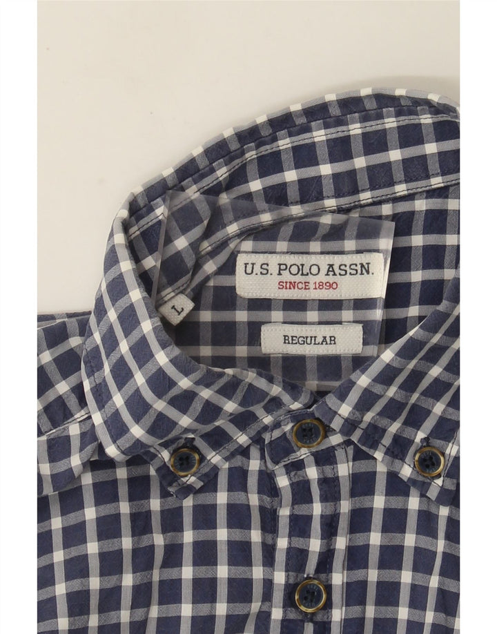 U.S. Polo Assn. Cămașă obișnuită cu mânecă scurtă pentru bărbați, mare, albastru marin