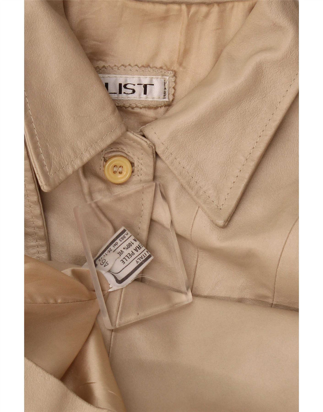 Geacă de piele vintage pentru femei IT 46 Large Beige