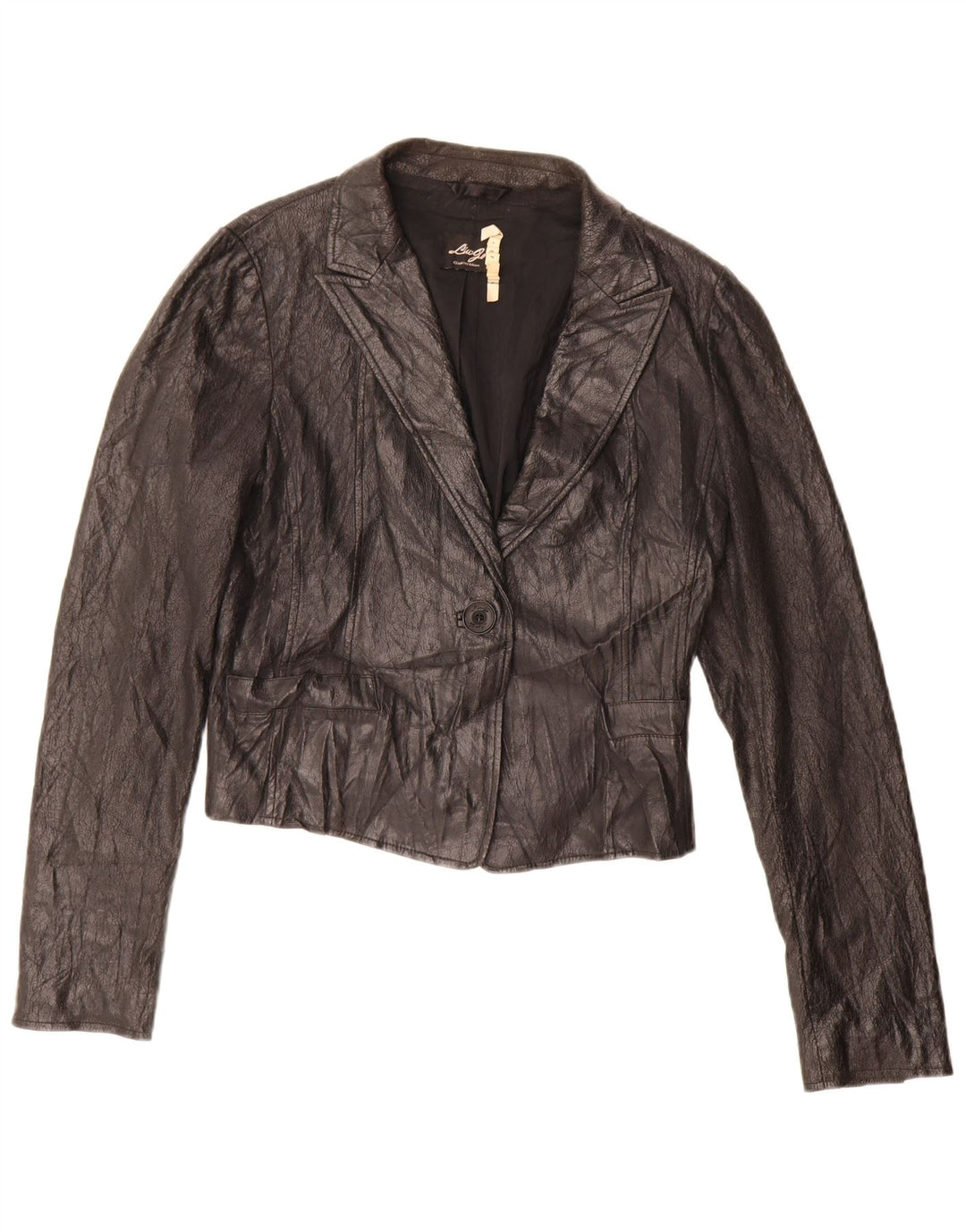 Jachetă pentru femei Liu Jo, crop, cu 1 nasture, din piele artificială, IT 46 Large Black