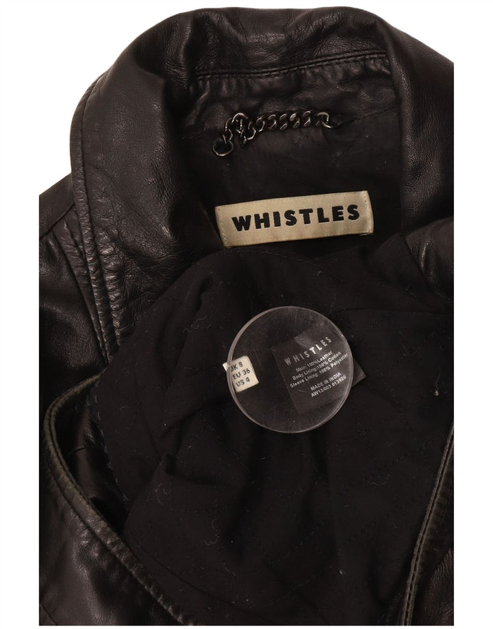 WHISTLES Jachetă Biker din piele pentru femei UK 8 Mic din piele neagră