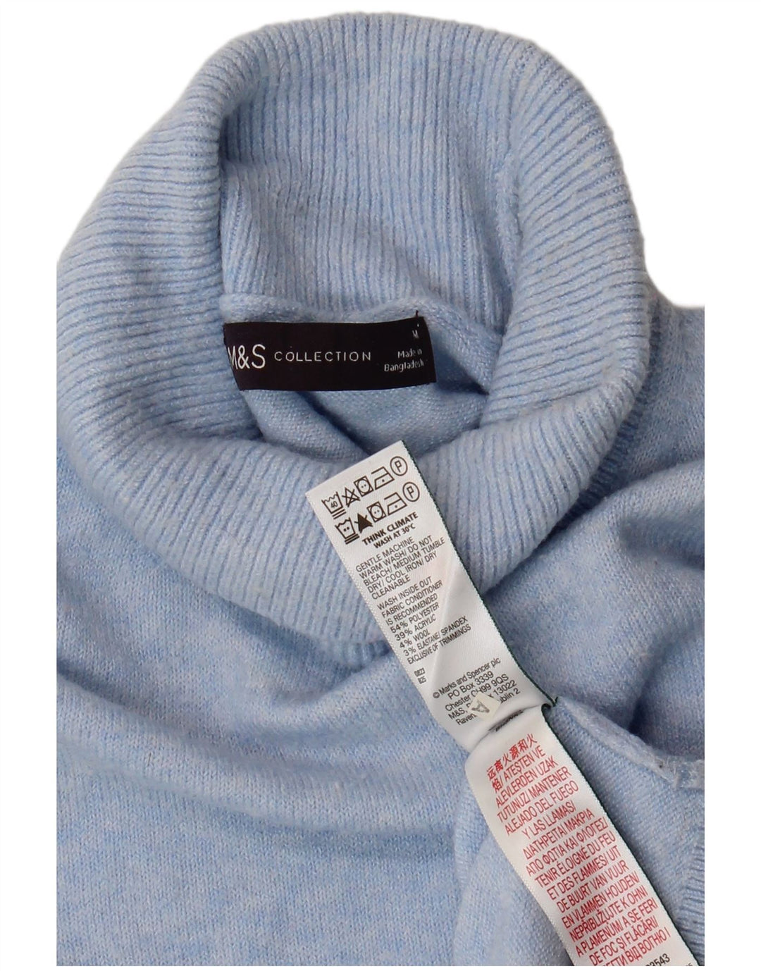 Pulover pentru femei Marks & Spencer cu gât rulat, poliester albastru mediu UK 14