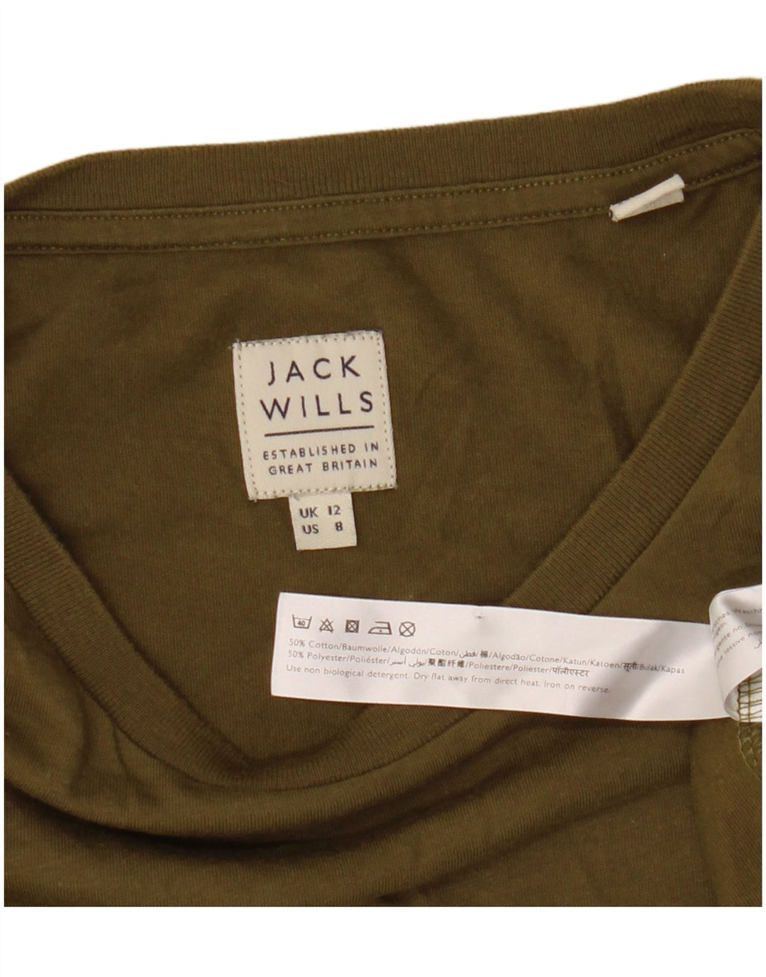 Jack Wills Tricou pentru femei Top UK 12 Medium Khaki Bumbac