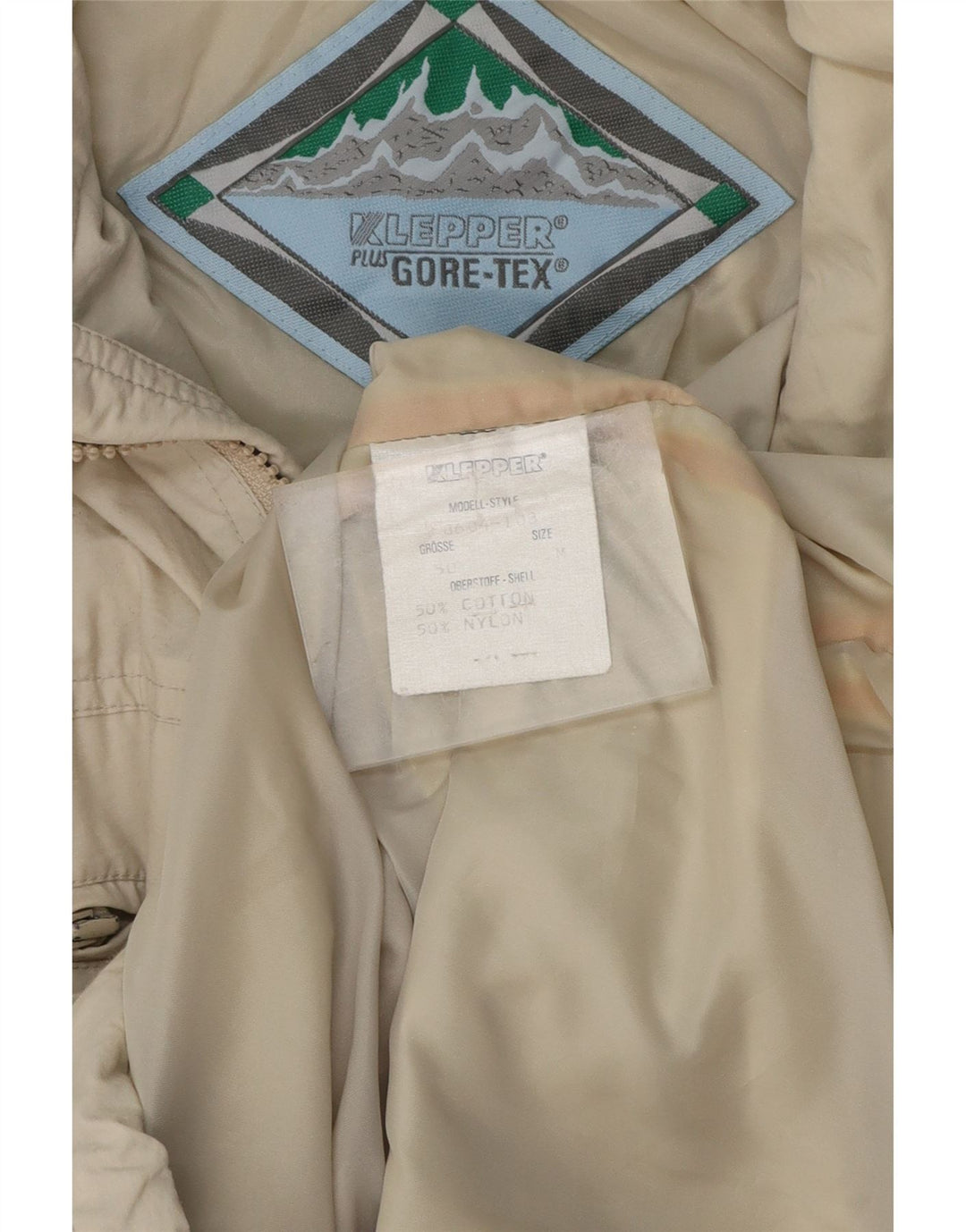 KLEPPER Jachetă cu glugă pentru bărbați Gore-Tex UK 38, bumbac mediu bej