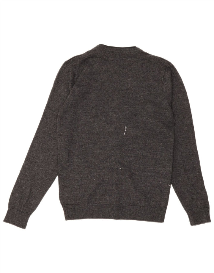 Pulover cardigan pentru băieți Marks & Spencer 13-14 ani, gri din lână merinos