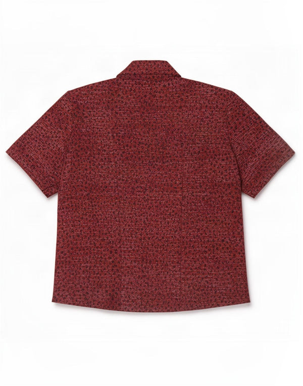 Bluză vintage cu mânecă scurtă pentru femei UK 12 Medium Maroon Animal Print