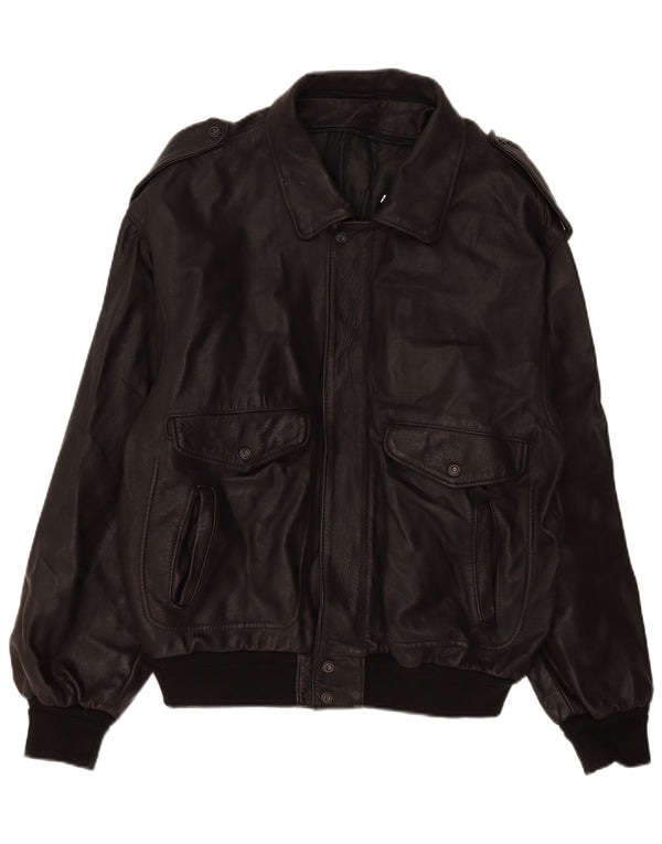 Jachetă militară din piele pentru bărbați Marpel UK 40, mare, neagră