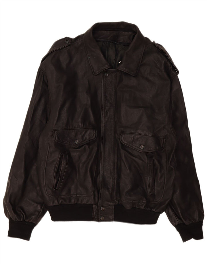 Jachetă militară din piele pentru bărbați Marpel UK 40, mare, neagră