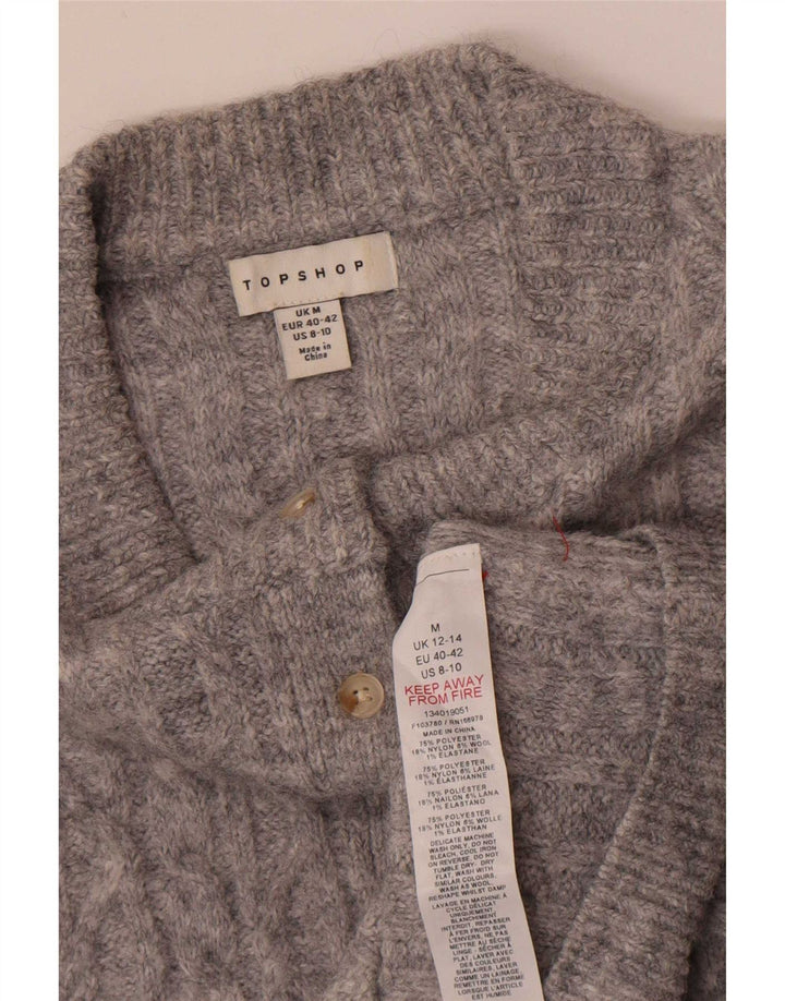 Pulover Topshop pentru femei Crop Cardigan UK 12 Medium Gri Poliester