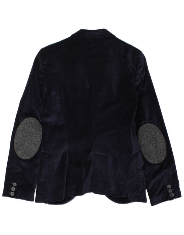 Blazer pentru femei Zara, cu 1 nasture, din catifea UK 8, bumbac, albastru bleumarin