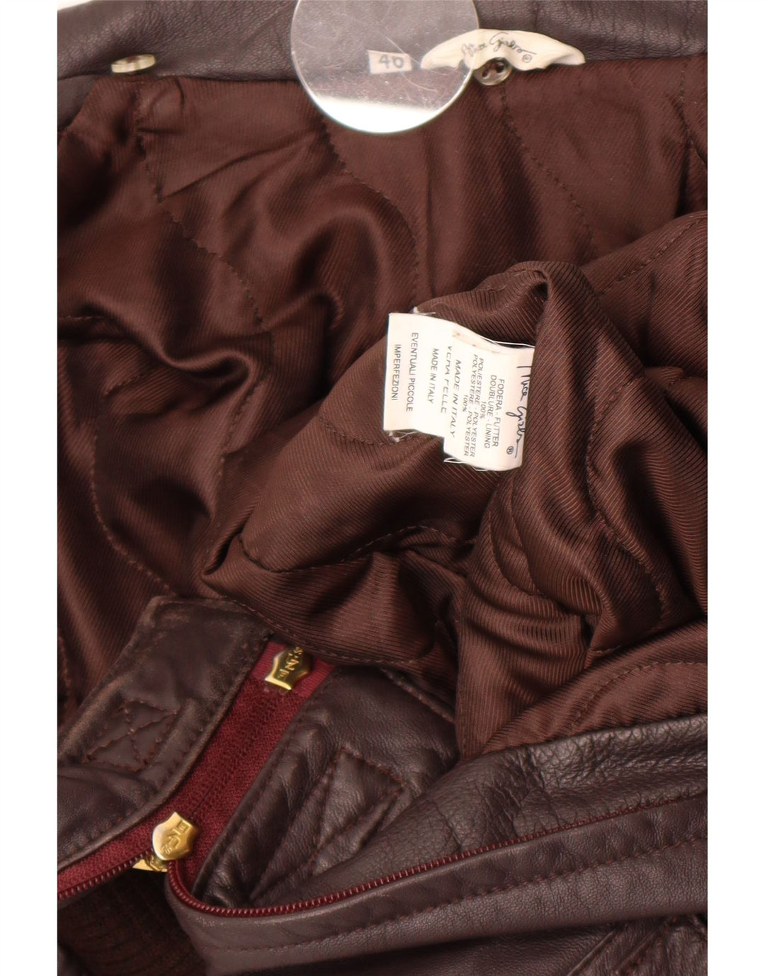 Geacă de piele vintage pentru femei IT 46 din piele maro mare