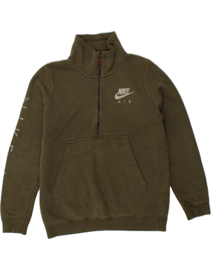 NIKE Womens Oversized Graphic Zip Neck Sweatshirt Jumper UK 10 Small Green Vintage Nike and Second-Hand Nike from Messina Hembry 