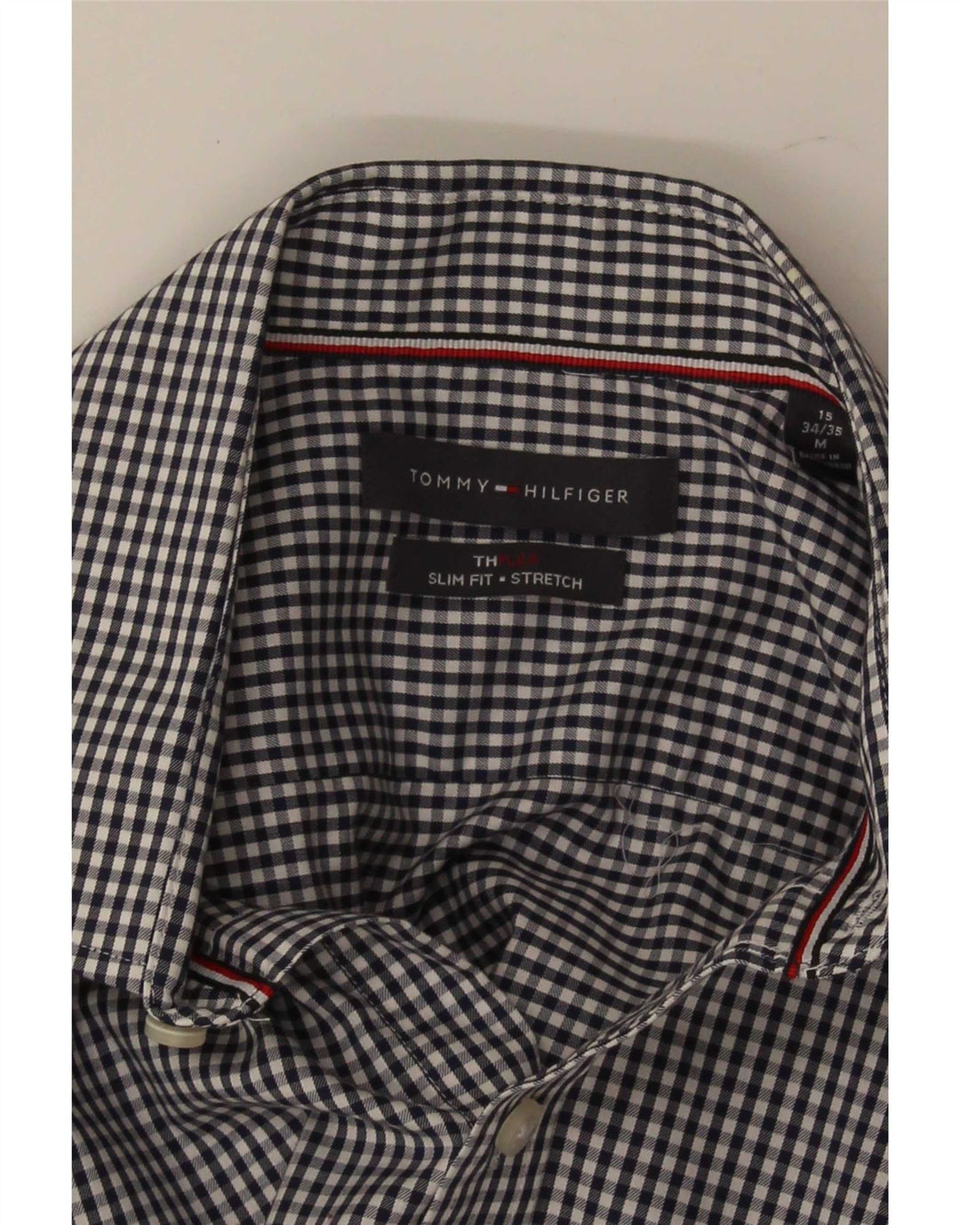 Cămașă pentru bărbați Tommy Hilfiger Slim Fit Mărimea 15 Medium Bleumarin Vichy