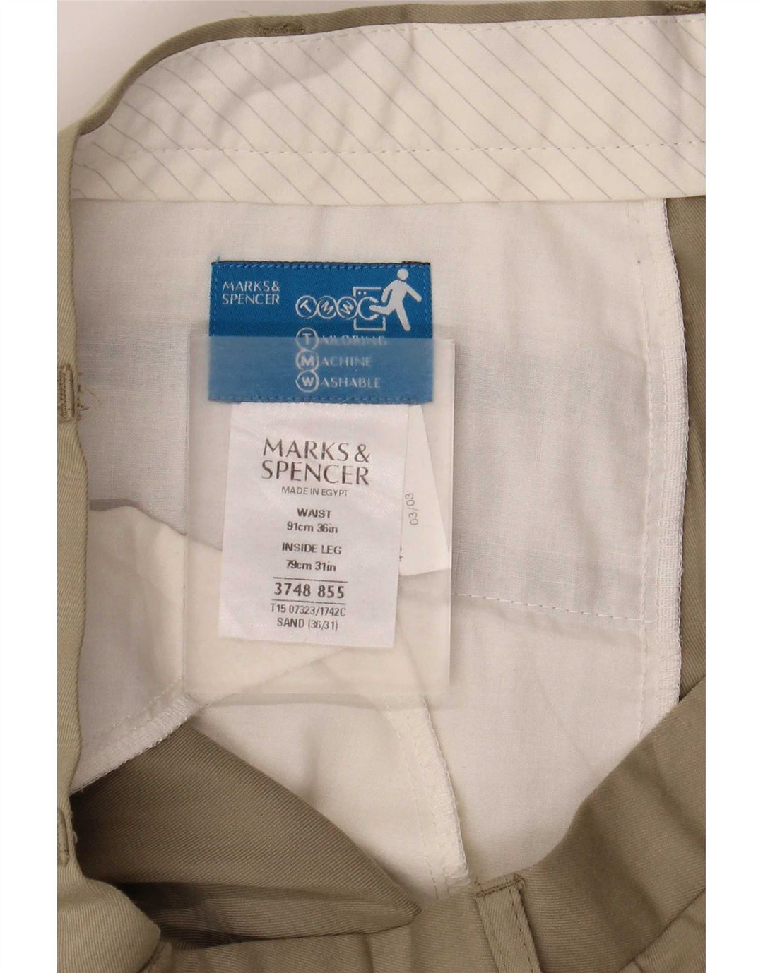 Pantaloni de costum pentru bărbați Marks & Spencer L36 L31 poliester bej