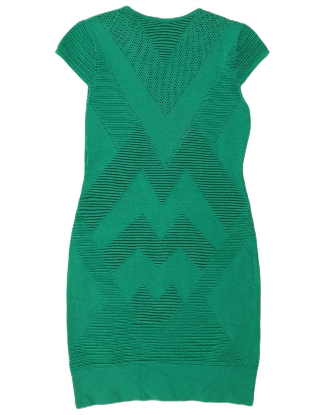 KAREN MILLEN Rochie bodycon pentru femei UK 16 mare, verde chevron, viscoză