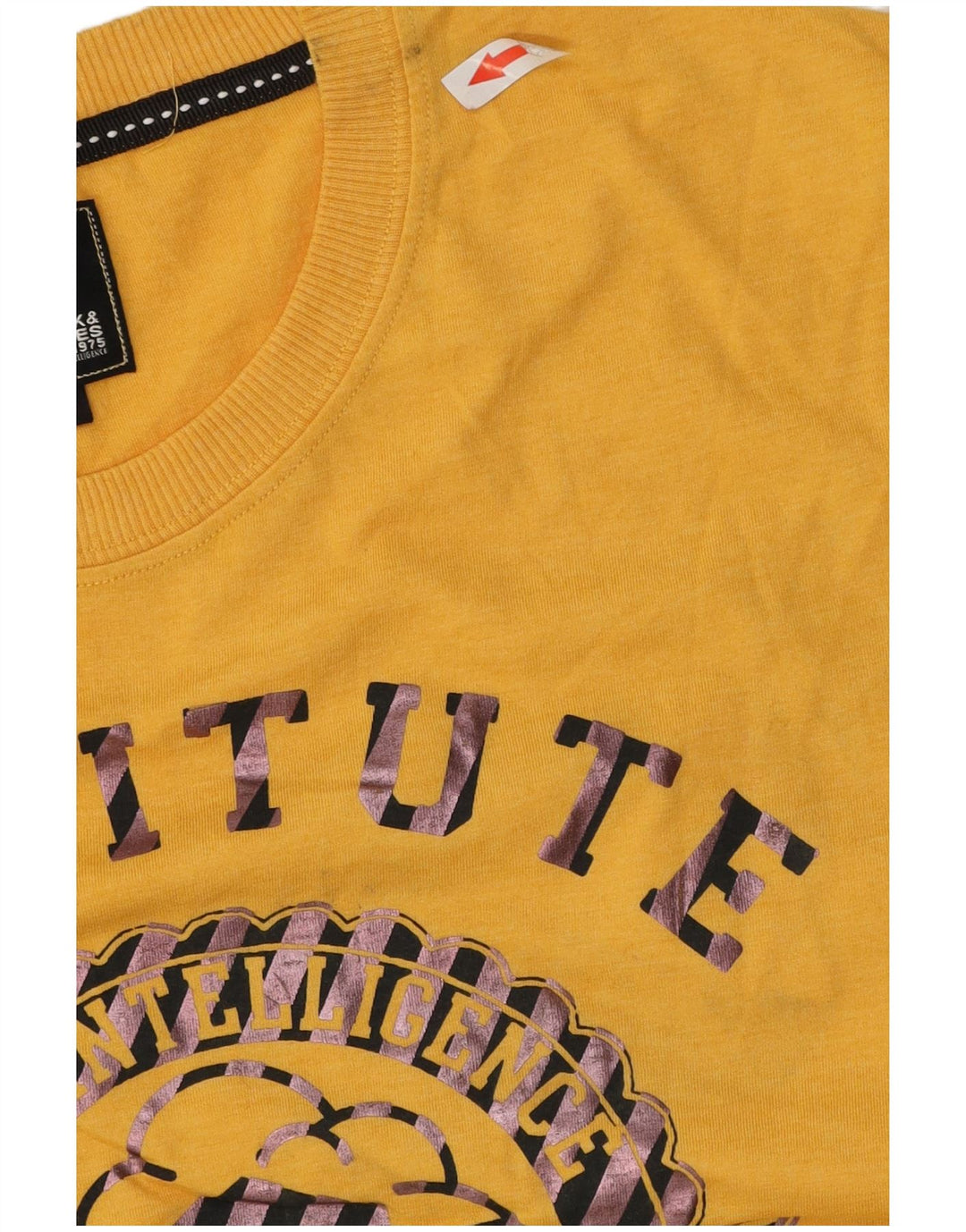 Jack & Jones Top grafic pentru bărbați cu mânecă lungă din bumbac galben mediu