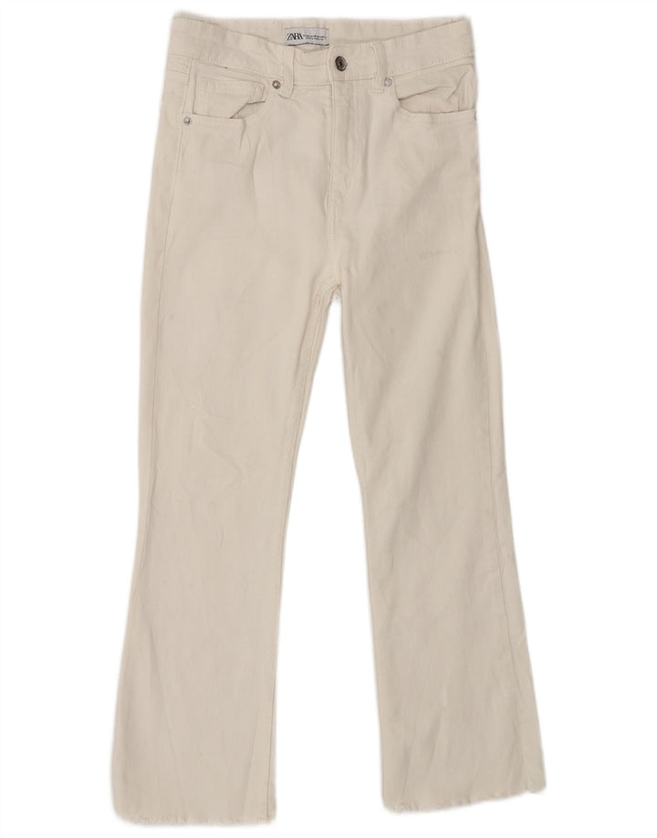 Blugi cu talie înaltă pentru femei Zara EU 38 Mici L28 L25 Alb
