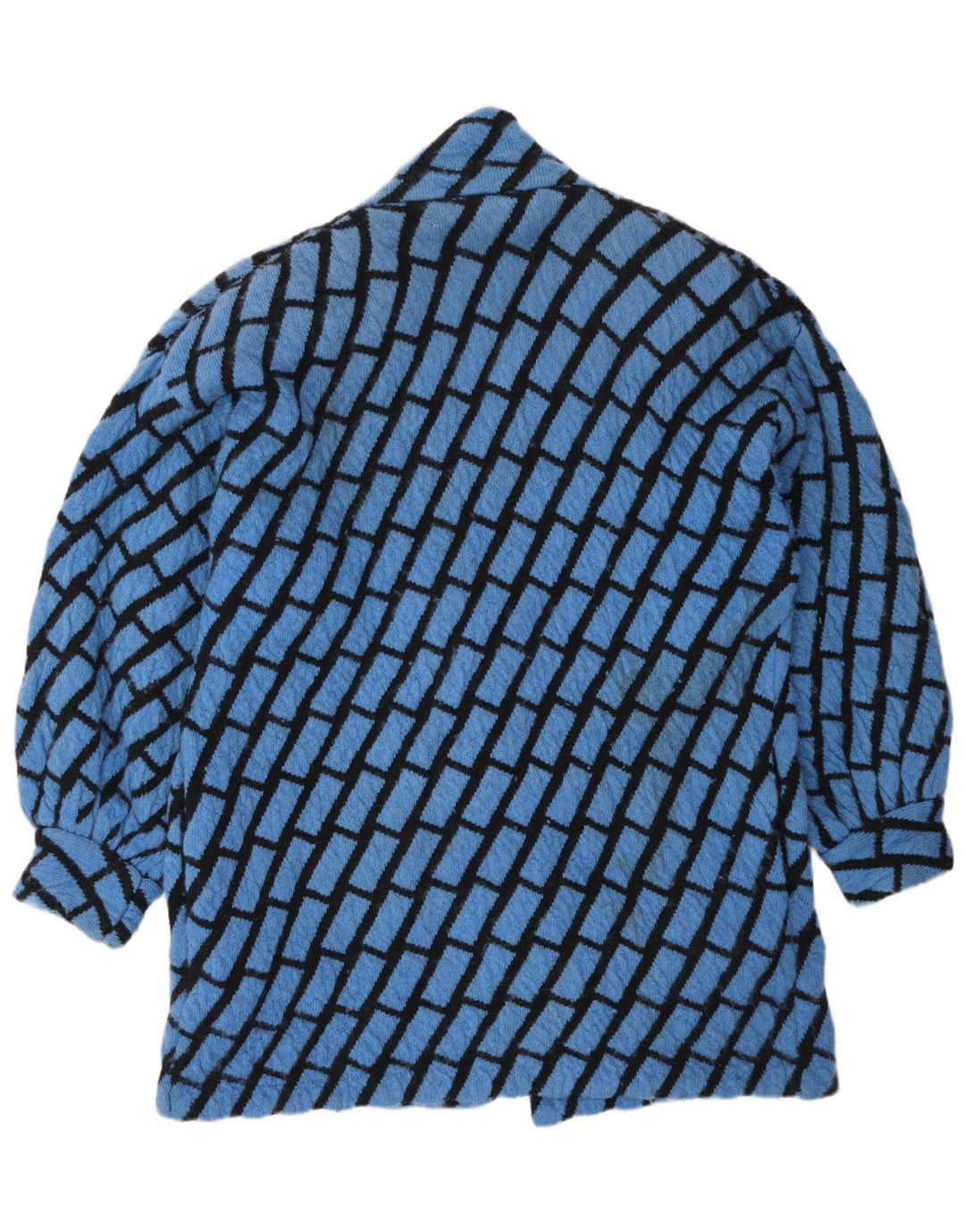 Pulover cardigan supradimensionat cu paragate vintage pentru femei UK 14 Medium Blue Check