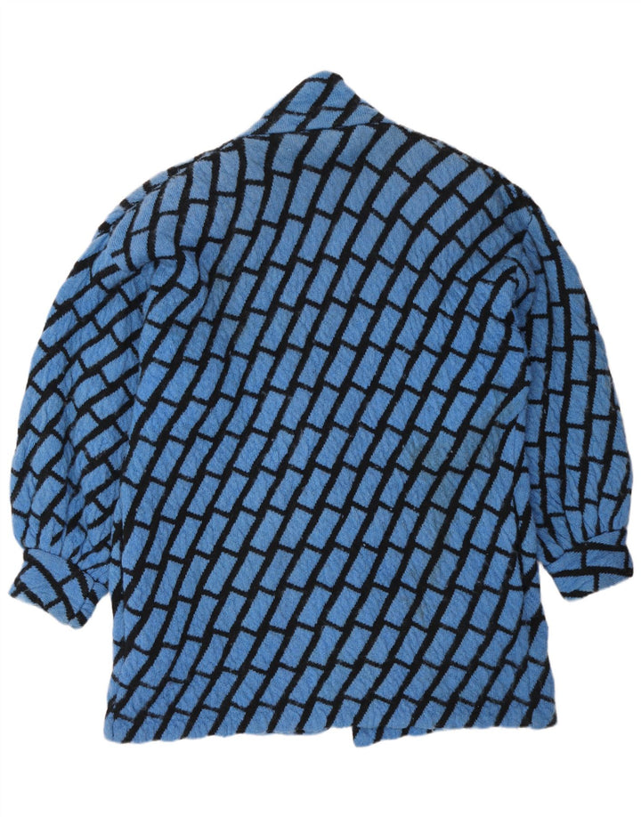 Pulover cardigan supradimensionat cu paragate vintage pentru femei UK 14 Medium Blue Check