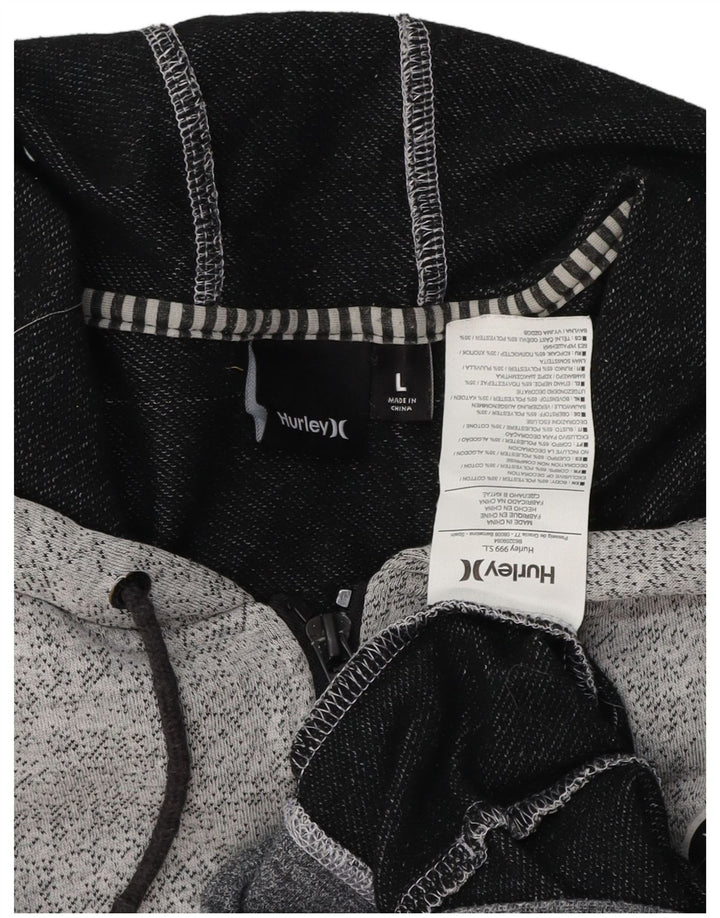 HURLEY Pulover cu capota cu fermoar pentru bărbați, mare, gri, bumbac