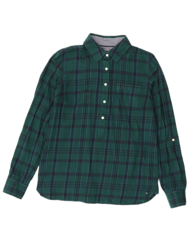 TOMMY HILFIGER Cămașă de flanel supradimensionată pentru femei UK 10 Small Green Check