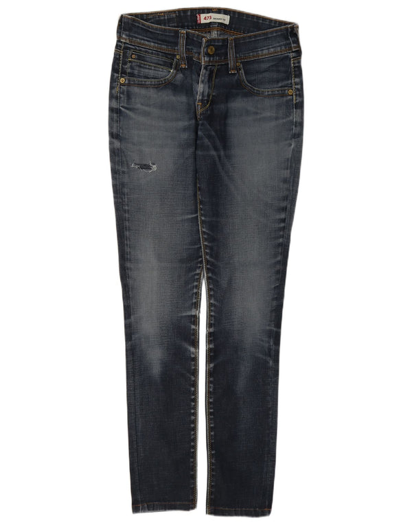 Blugi slim skinny 473 distressed Levi's pentru femei W29 L30 bumbac albastru