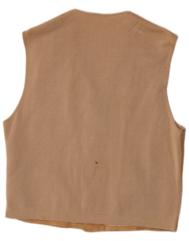 Vestă de piele intoarsă pentru bărbați Harry&Moore IT 52 Mare Bej Piele