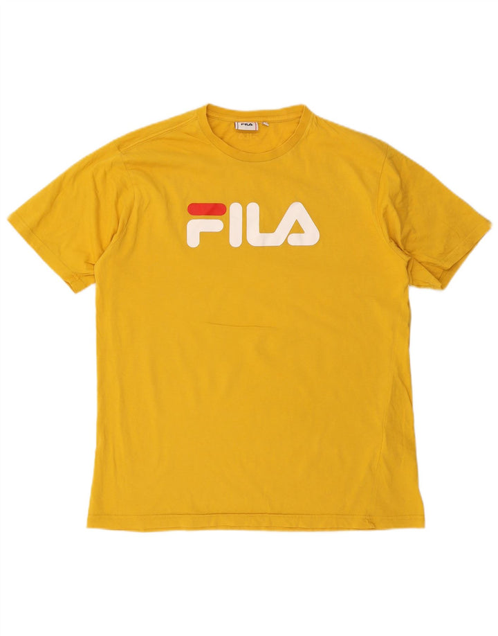 Tricou grafic Fila pentru bărbați Top mare din bumbac galben