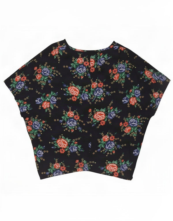 Bluză vintage pentru femei Liliac, Marea Britanie 16, mare, albastru, floral