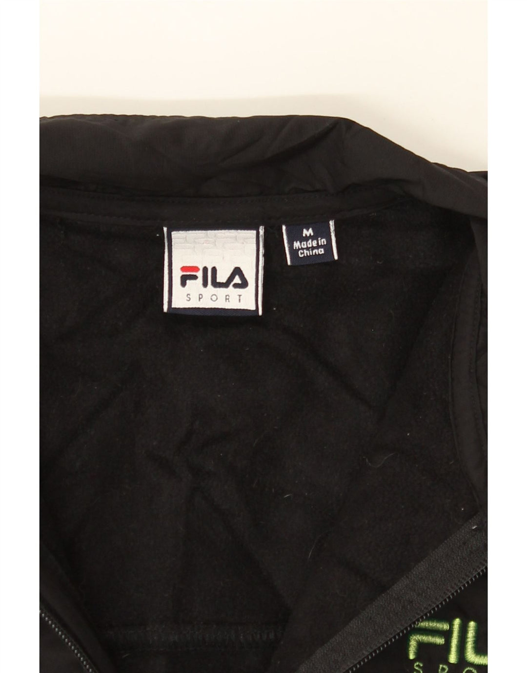 FILA Womens Fleece Jacket UK 14 Medium Black Polyester Vintage Fila and Second-Hand Fila from Messina Hembry 