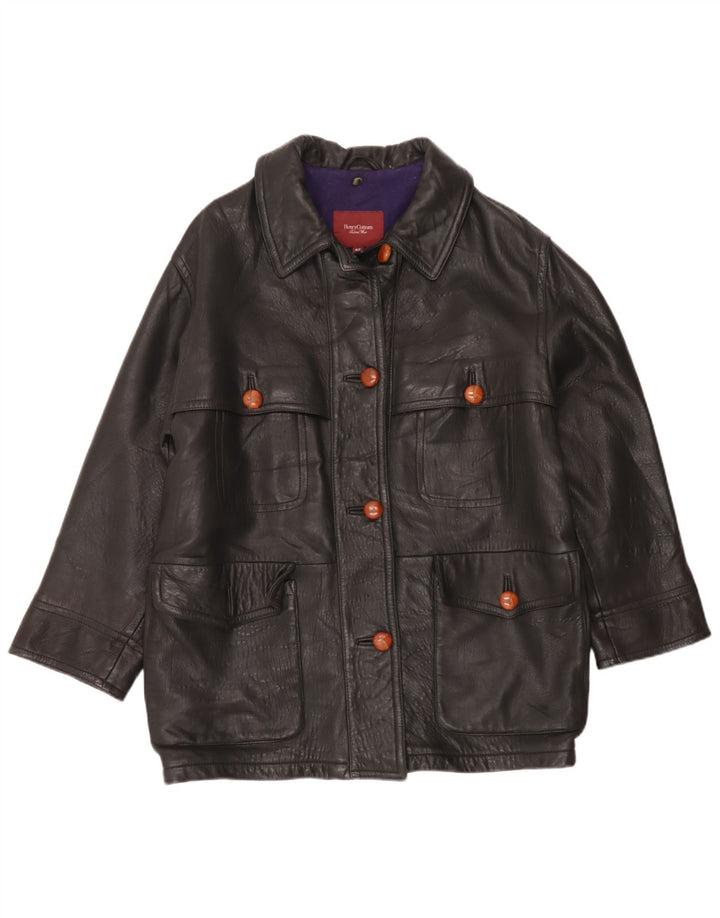 Jachetă de piele supradimensionată pentru femei Henry Cottons IT 42 Medium Black Leather