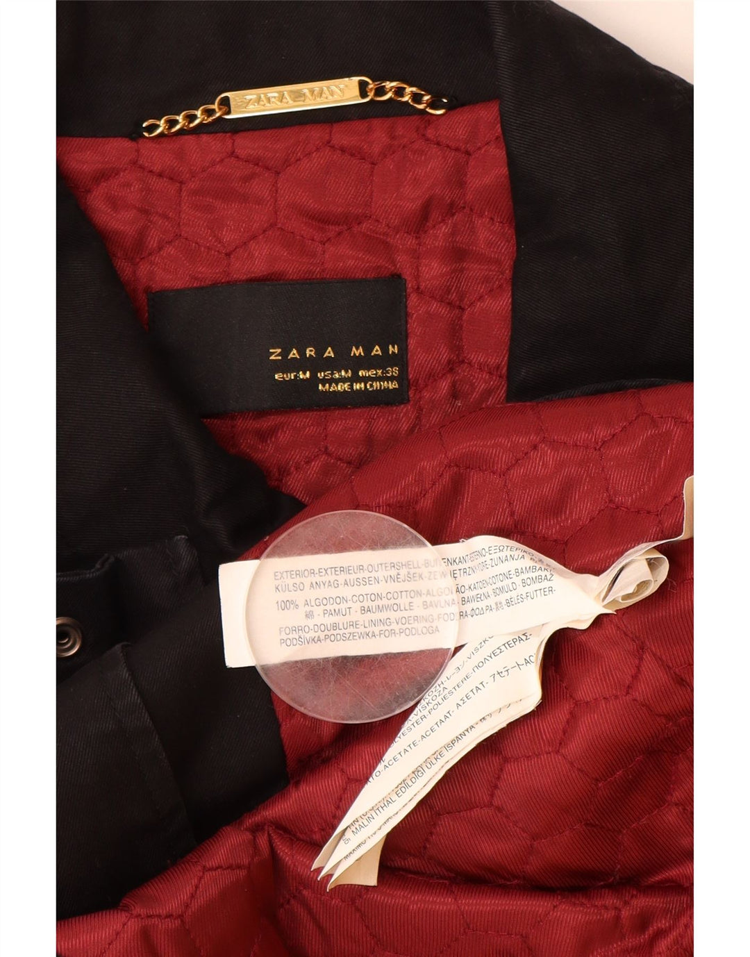 Jachetă ZARA pentru bărbați, UK 38, bumbac mediu negru