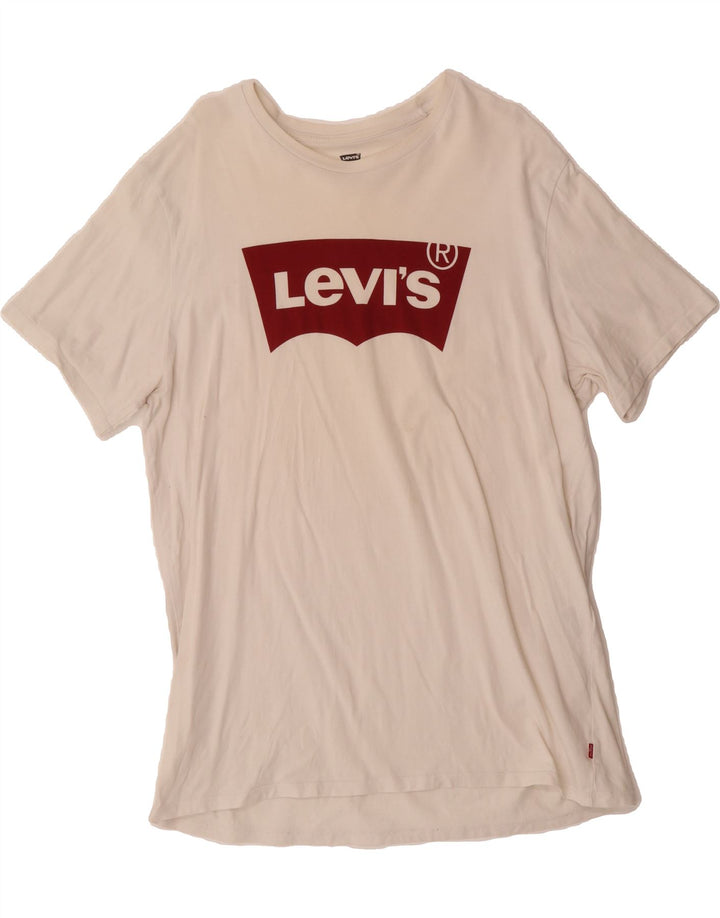 LEVI'S Mens Graphic T-Shirt Top XL White Vintage Levi's and Second-Hand Levi's from Messina Hembry 