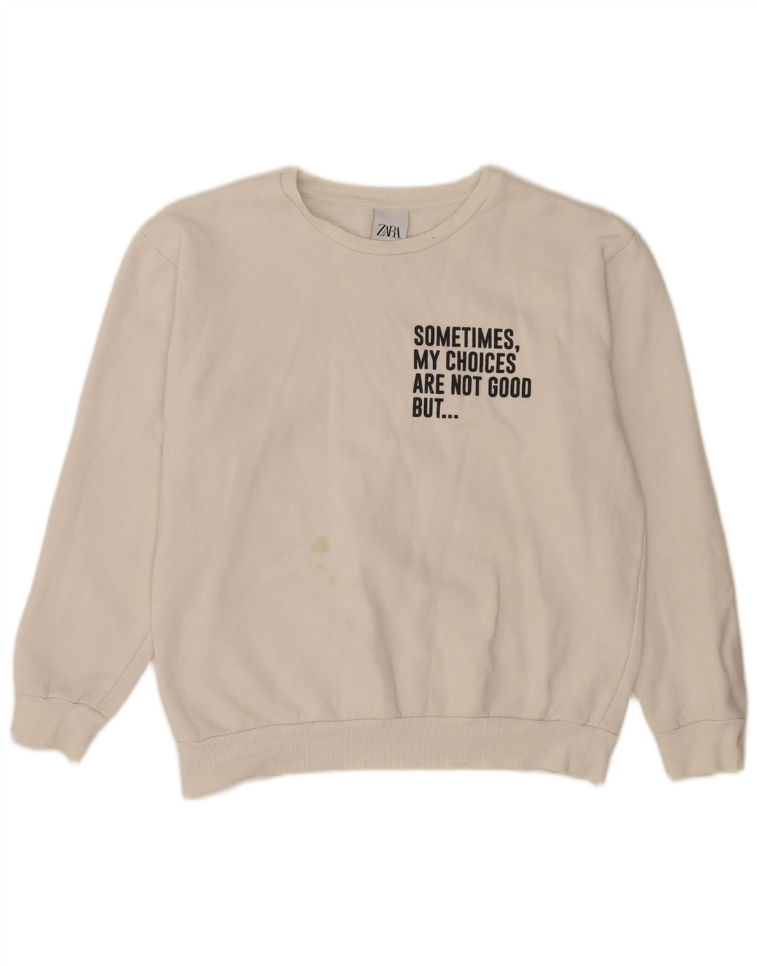 Pulover pentru damă Zara, cu grafic Regular Fit, mare, alb