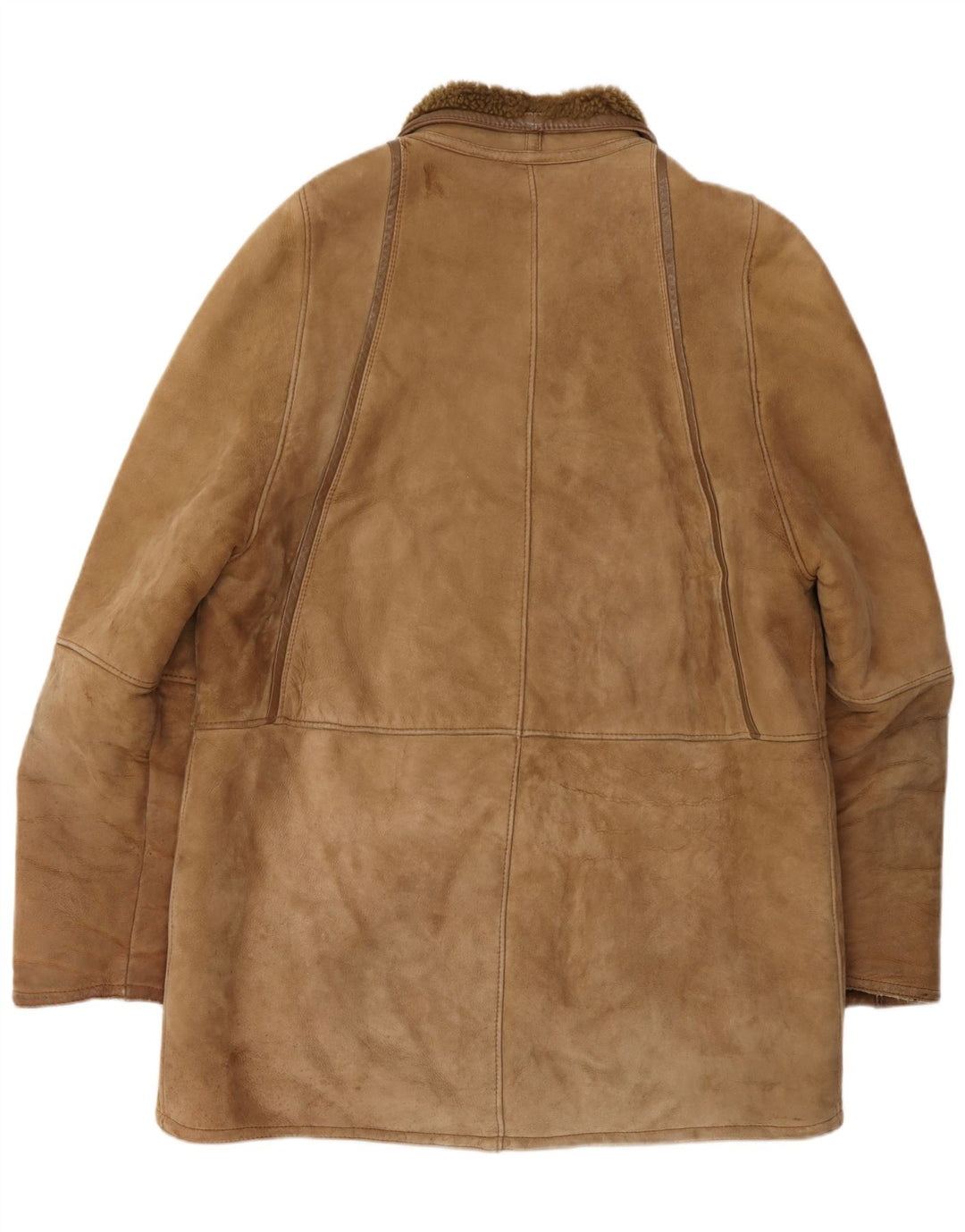 Pardesiu vintage pentru bărbați din shearling UK 40 mare maro