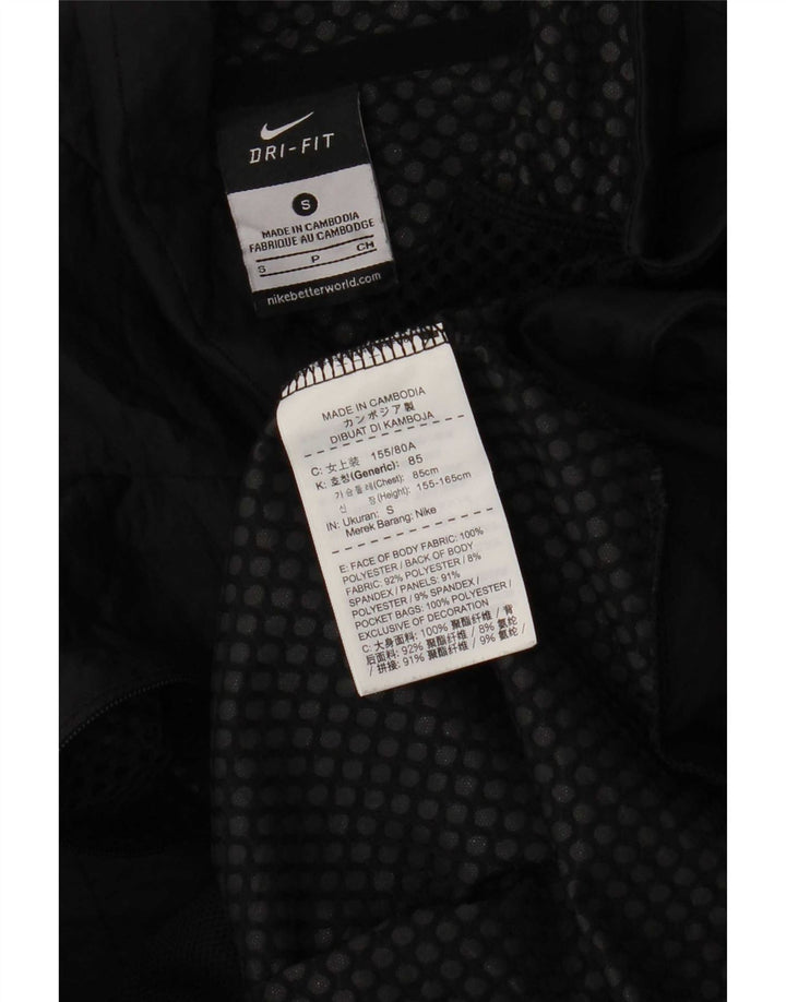 Top de trening pentru bărbați Dri Fit, cu fermoar și gât, din poliester negru
